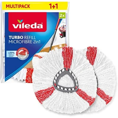 Afbeelding van Vileda Turbo Easy Wring &amp; Clean mop reservekop set van 2 stuks