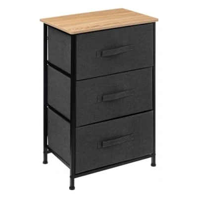 Afbeelding van 5Five Tissa stalen opbergmeubel met 3 laden 45x30x73cm Antraciet