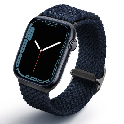 Afbeelding van Uniq Aspen Braided bandje voor de Apple Watch 1 / 2 3 4 5 6 7 8 9 SE Ultra (2) 42 44 45 49 mm Oxford Blue