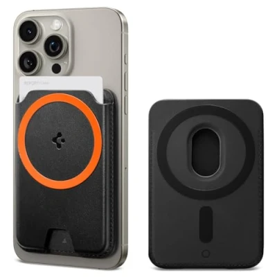Afbeelding van Spigen Valentinus MagFit+ Magnetische kaarthouder met 3 kaarten, ontworpen voor MagSafe, compatibel iPhone 16/15/14/13/12 Magsafe Wallet modellen, zwart