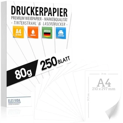 Afbeelding van Lot de 250 feuilles Papier pour imprimante A4 80 g blanc pur Format 21 x 29,7 cm photocopieur, laser et jet d&#039;encre université, photographie, présentations, travaux