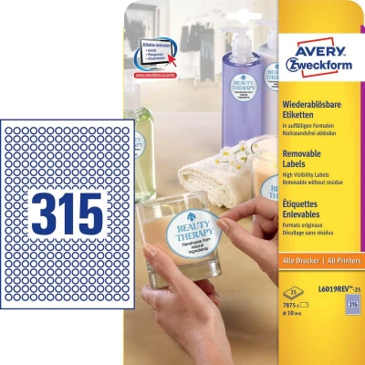 Afbeelding van Etiket Avery ILK 10mm rond NP 25 vel 315 etiketten per wit