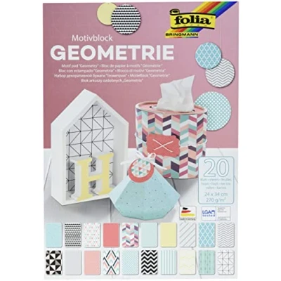 Afbeelding van Papierblok Folia Geometrie 24x34cm 270gr 20 vel assorti