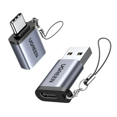 Afbeelding van UGREEN Adapter USB C naar 3.0 OTG 5 Gbps set van 2 bus A stekker type compatibel met iPhone 16 15 Plus Pro Max MacBook Air iPad Galaxy S24