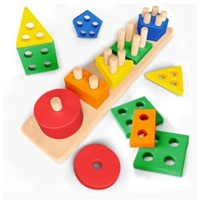 Afbeelding van Sweety Fox Montessori spellen 1 jaar activiteiten en ontwikkelingsspeelgoed 2 3 babyspellen om te stapelen sorteren van hout speelgoed voor kinderen