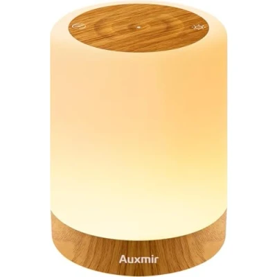 Afbeelding van Auxmir Bedlampje met RGB aanraakfunctie, dimbaar LED nachtlichtje instelbare intensiteit, USB oplaadbaar, timer en geheugenfunctie, nachtlampje voor kinderen/volwassenen, buiten/binnen