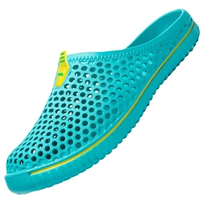 Afbeelding van SAGUARO Clogs ademende mesh pantoffels zomer holle tuinschoenen vrije tijd badschoenen strand aqua slippers platte zool dames heren, blauw, 41 EU