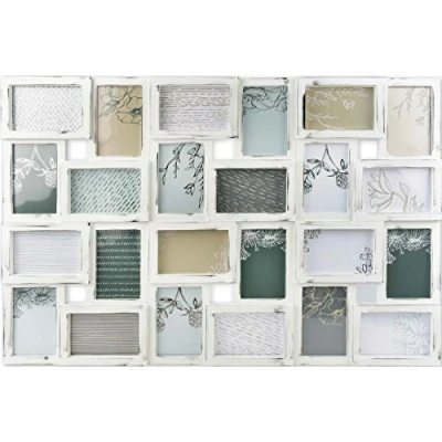 Afbeelding van accent by nielsen Fotolijst Collage 24 foto&#039;s bij 10x15 cm, antiek wit, buitenformaat: 88,5x57x2,5 cm