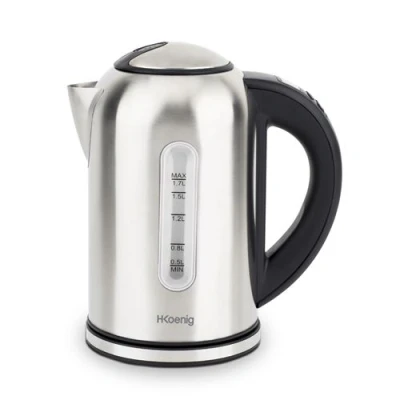 Afbeelding van H.Koenig Programmeerbare Waterkoker BOE50, 1,7 L, Roestvrijstaal, 2200W, Aanpasbare Thermostaat, 40 100C, Compact, Snelkokend, Warmhoud Functie, Groene/Witte/Zwarte Thee Infusies