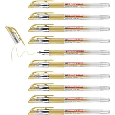 Image de edding 2185 roller à encre gel or 10 stylos ,7 mm stylo pour écrire, dessiner, mandalas, bullet journals gel,