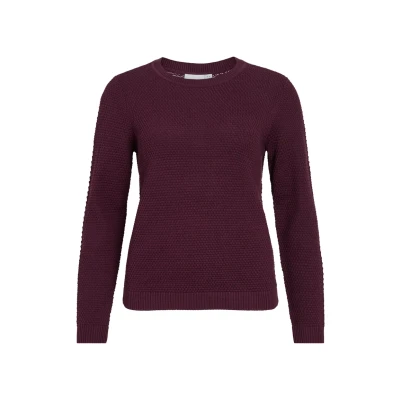 Afbeelding van Vila Trui Vidalo O neck L/s Knit Top Noos 14082767 Fig Dames Maat XS