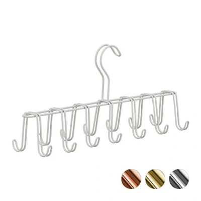 Afbeelding van Relaxdays riemhanger metaal stropdas hanger riemen ruimtebesparend ophangen 14 haken wit