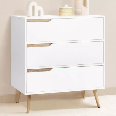 Image de Commode 3 tiroirs HELSINKI 80 cm scandinave blanc