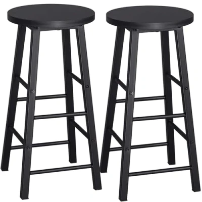 Afbeelding van WOLTU Set van 2 barkrukken, bistrokruk, stabiel en duurzaam stalen frame, MDF zitvlak, zwart, BH130sz