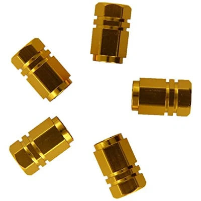 Afbeelding van Race Sport Ventieldoppen Hexagon Av Aluminium Goud 5 Stuks