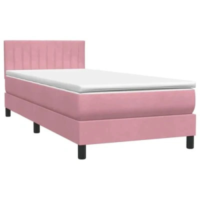 Afbeelding van vidaXL Boxspring met matras fluweel roze 80x220 cm
