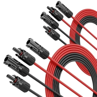 Afbeelding van Set van 4 zonnekabels 5 m mm² H1Z2Z2 K zwart rood PV kabel UV bestendig zonnekabel fotovoltaïsche montageaccessoires