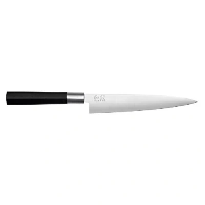 Afbeelding van KAI Wasabi Black Flexibel draadmes, lemmetlengte 18,0 cm, gepolijst roestvrij staal 6A/1K6 58 (±1) HRC, zwart polypropyleen handvat, schroefdraadmes, Made in Japan