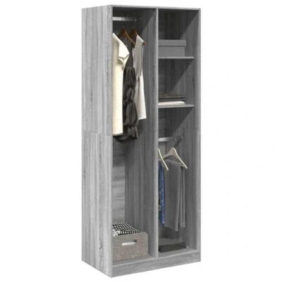Afbeelding van vidaXL Kledingkast 80x50x200 cm bewerkt hout grijs sonoma eikenkleur