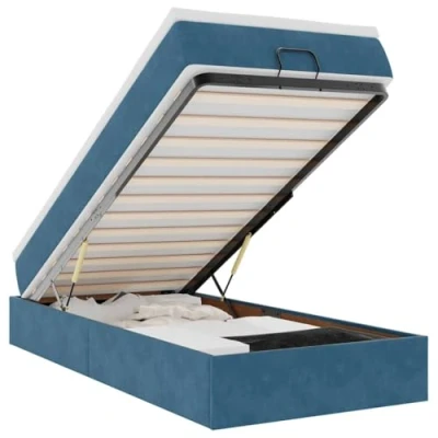 Afbeelding van vidaXL Bedframe met matras 100x200 cm fluweel donkerblauw
