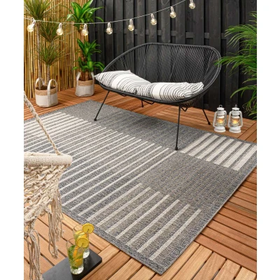Afbeelding van Buitenkleed Blokken Urban Blauw/grijs 66x230 Cm