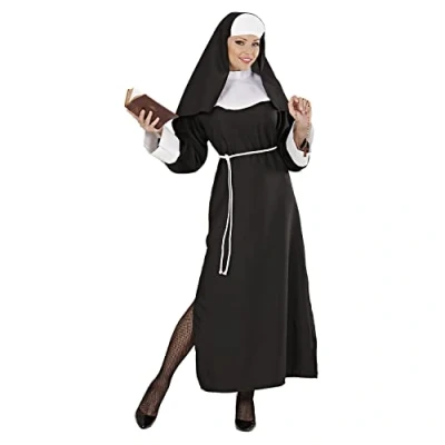 Afbeelding van Widmann Religie Kostuum Luxe Non Carmela Sister Act Vrouw Zwart Small Carnavalskleding Verkleedkleding