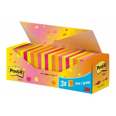 Afbeelding van Memoblok 3m post it 654 76x76mm neon assorti 21+3 Doos a 24 stuk