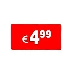 Afbeelding van Euro prijskaartjes, 1000 stuks, rechthoekig, rood, zelfklevend, inzetbaar, kortingen, aanbieding