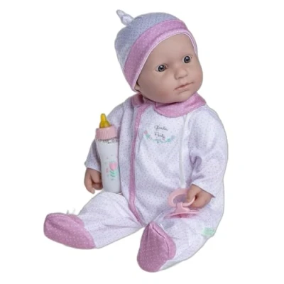 Afbeelding van JC Toys Baby Kaukasische 50 cm Kleine Zachte Body Pop De Wasbare Afneembare Wit en Roze Outfit met Hoed, Pacifier &amp; Magic Bottle voor Kinderen vanaf 12 maanden