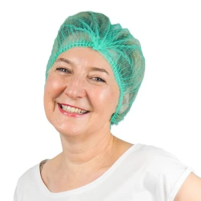 Afbeelding van ARNOMED Wegwerp haarcharlotte, groene wegwerphaarcharlotte, 100 stuks/zak, 52 cm, wegwerphaarnetje voor keuken of tandarts, charlotte bonnnet mannen/vrouwen