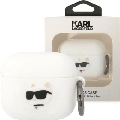 Afbeelding van Karl Lagerfeld KLA3RUNCHH hoesje voor AirPods 3 cover wit Siliconen Choupette Head 3D