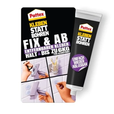 Afbeelding van Pattex lijm in plaats van te boren Fix &amp; Ab, verwijderbare montagelijm, sterke muurlijm voor planken en wandbevestigingen, verwijderbaar zonder schade, kan tot 6