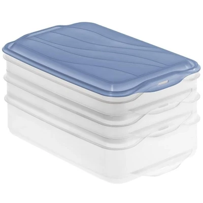 Afbeelding van Rotho vleeswarendoos 3 vakken blauw