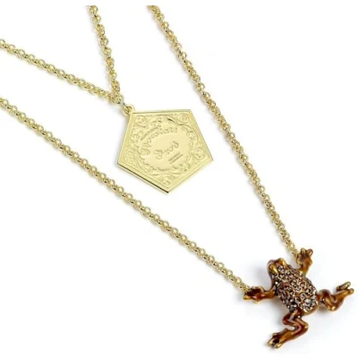 Afbeelding van Official Harry Potter Sterling Silver, Gold Plated Chocolate Frog Necklace embellished with Crystals