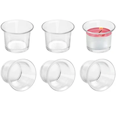 Afbeelding van Belle Vous Votief Kaars Houders (6 Pak) Helder Massief Glazen Lip Kaart en Theelicht Elke Meet 4,5 x cm Voor Huwelijken, Diner Feestjes, Spa’s Meditatie
