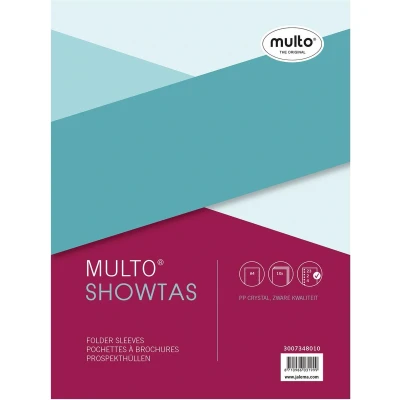 Afbeelding van Multo geperforeerde showtas ft A4, 23 gaatsperforatie, glashelder, pak van 10 stuks showtassen