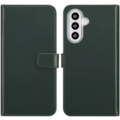 Afbeelding van Selencia Hoesje Geschikt voor Samsung Galaxy A26 Met Pasjeshouder Echt Lederen Bookcase Groen