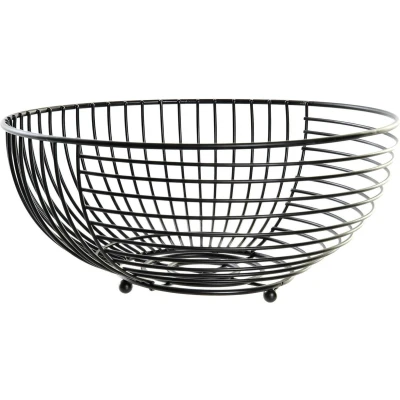 Afbeelding van Items draadmand fruitschaal metaal zwart rond 28 x 12 cm Goede luchtcirculatie Langer houdbaar