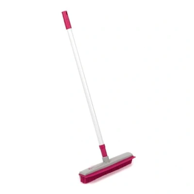 Afbeelding van Kleeneze® KL065315EU Electrostatic Rubber Head Floor Brush with Squeegee Edge, Pink/Grey