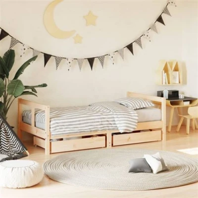 Afbeelding van vidaXL Kinderbedframe met lades 80x160 cm massief grenenhout