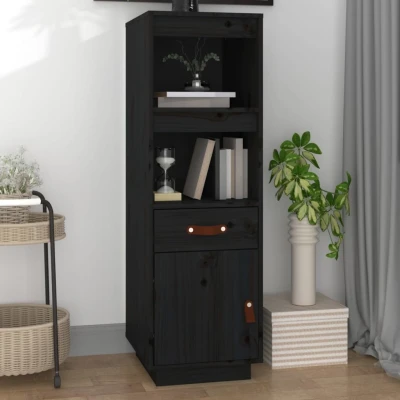Afbeelding van Hoge kast 34x40x108,5 cm massief grenenhout zwart