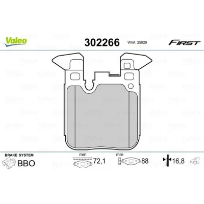 Afbeelding van VALEO 302266 Remblokkenset Achteras Excl. slijtage waarschuwingscontact Met anti kreukplaat BMW: 1 Hatchback, 2 Coupe, 3 Saloon