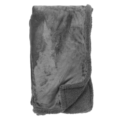 Afbeelding van Dutch Decor STANLEY Plaid 150x200 cm fleece deken met teddy en Charcoal Gray antraciet