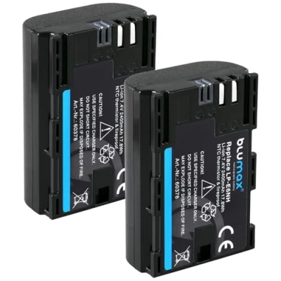 Afbeelding van Blumax Set van 2 batterijen compatibel met Canon LP E6NH (2400 mAh) informatiechip, NTC sensor en V1 behuizing, EOS R, RA, R6 MarkII, R5, R5c, R7