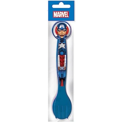 Afbeelding van Marvel Avengers Captain America kinderbestekset, blauw, kunststof vork en lepel