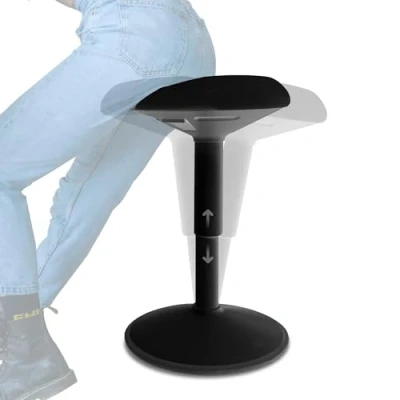 Afbeelding van Backerz® Wiebelkruk Zwart Hoogte 40 60cm Balanskruk Zit sta kruk Ergonomische bureaustoel zadelkruk