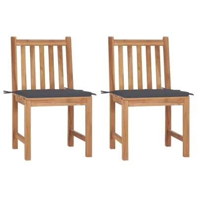 Afbeelding van Tuinstoelen 2 st met kussens massief teakhout
