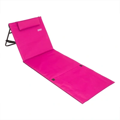 Afbeelding van Strandmat met Rugleuning en Kussen 158cm x 56cm roze