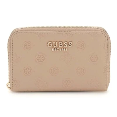 Afbeelding van GUESS portemonnee Phoebe SLG Medium Zip Around Wallet Simply Taupe Logo