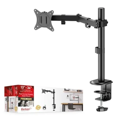 Afbeelding van Barkan PC houder voor schermen van 13 tot 32 inch, desktopmonitorarm flatscreen/curves, maximaal gewicht 6,5 kg, in hoogte verstelbaar, tafel VESA 100 x